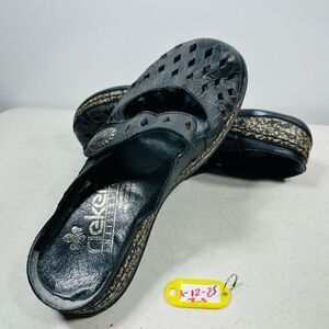 Rieker Women's Black Textured Mules size 37-6